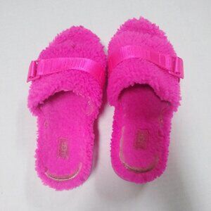 Ugg Women’s Fluffita Pink Shearling Platform House Shoes Slippers Sandals Size 7